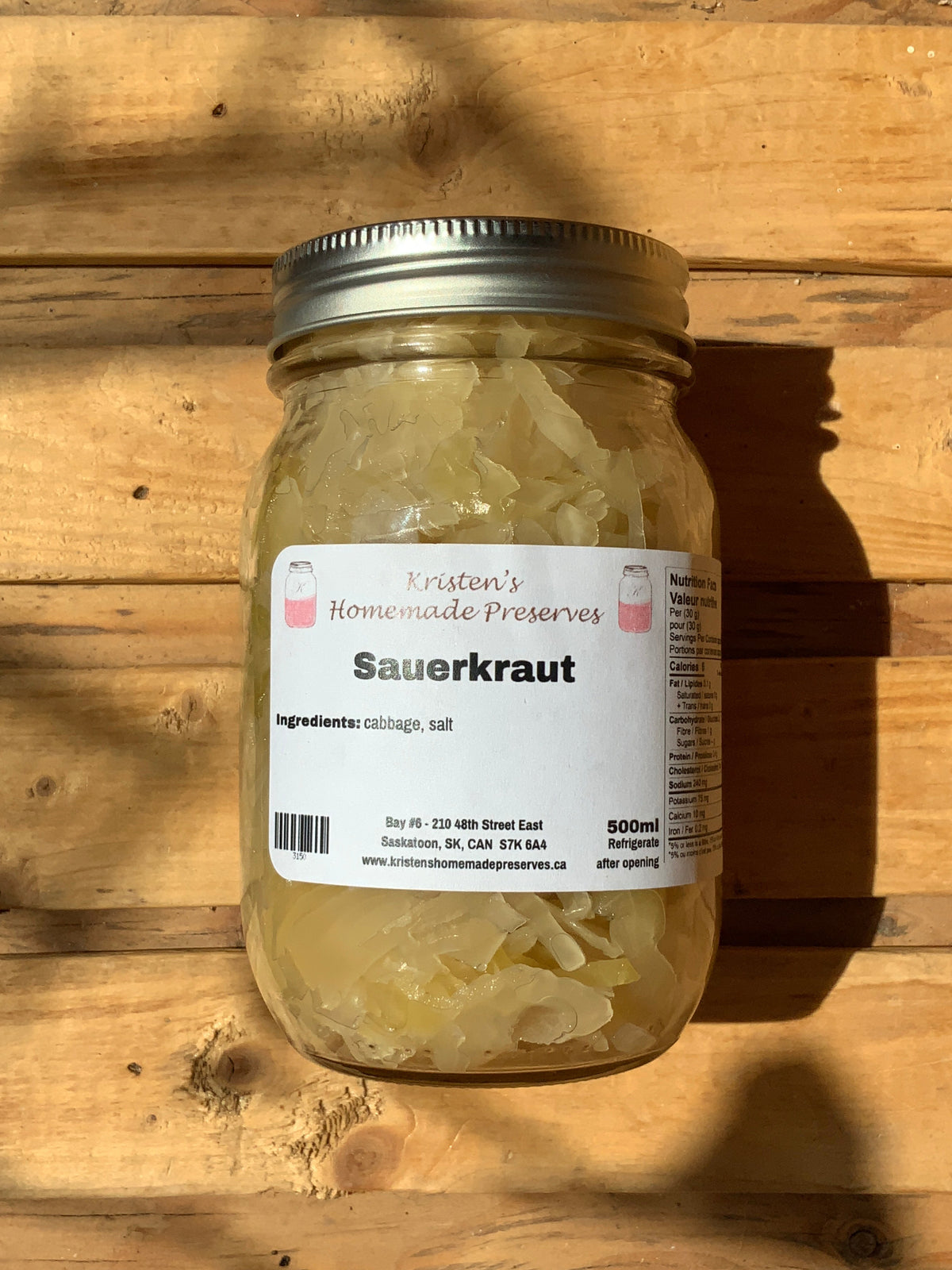 Kristen’s Preserves - Sauerkraut (500ml)