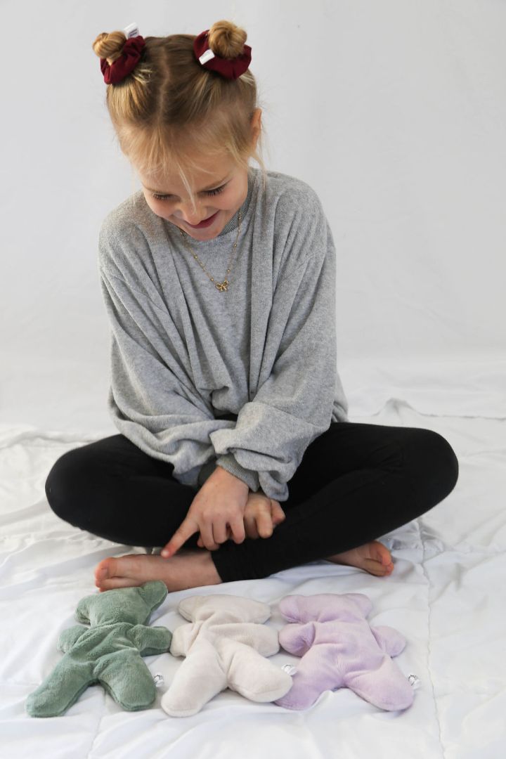 Purple Hot/Cold Therapy Bear Created Mother handmade & curated by Tanis Harder based out of Winnipeg, MB.