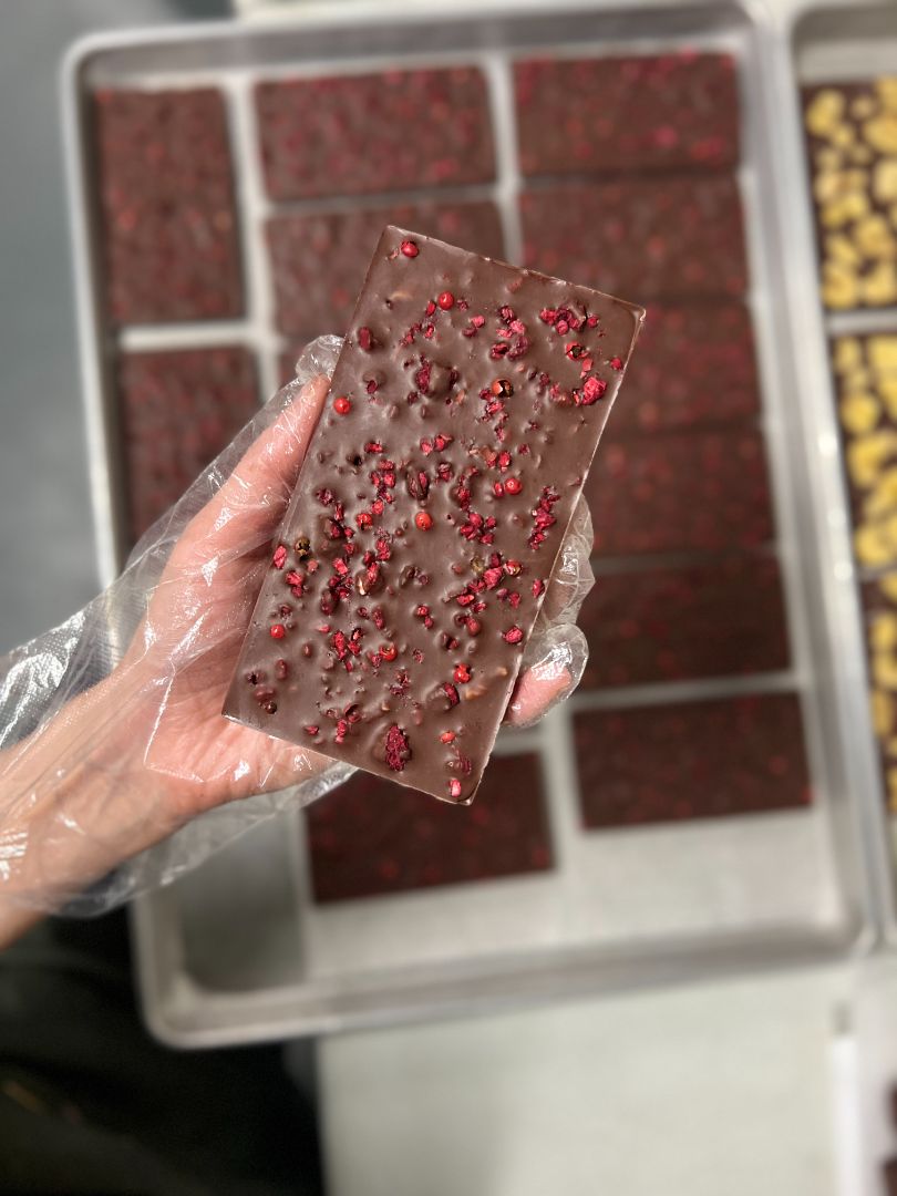 Those Girls at the Market - Raspberry Basil & Pink Peppercorn Coconut Milk Chocolate