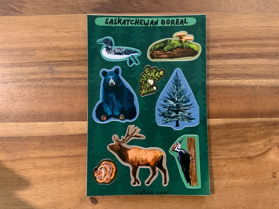 Mira’s Mugs - Solstice Snail - Sticker Sheet - Saskatchewan Boreal