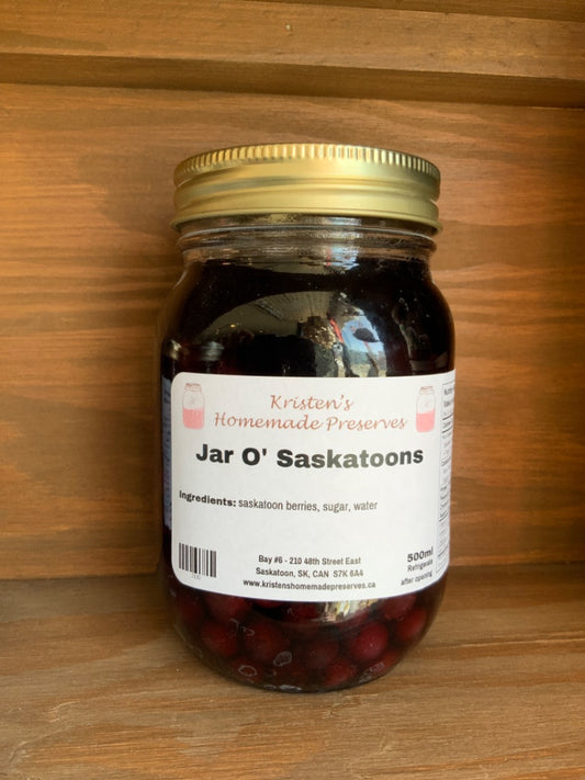 Kristen’s Preserves - Canned Fruit - Jar O’ Saskatoon’s