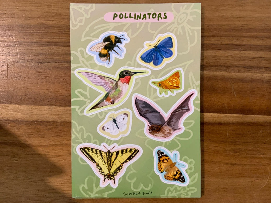 Mira’s Mugs - Solstice Snail - Sticker Sheet - Pollinators