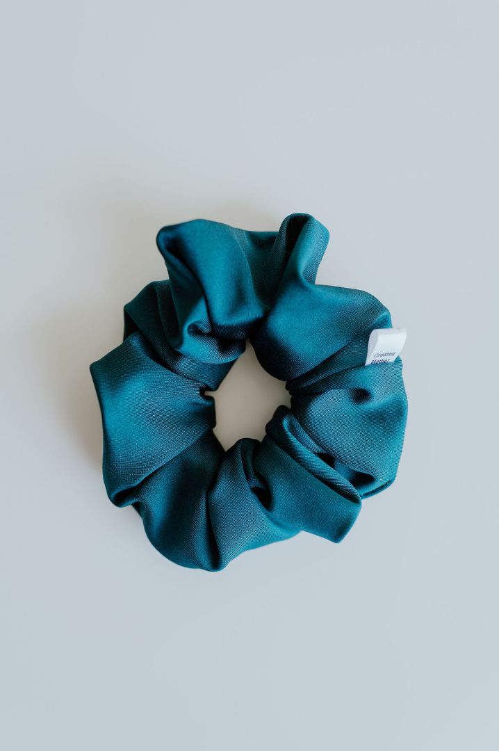Teal SWIM Scrunchie Created Mother handmade & curated by Tanis Harder based out of Winnipeg, MB., Large