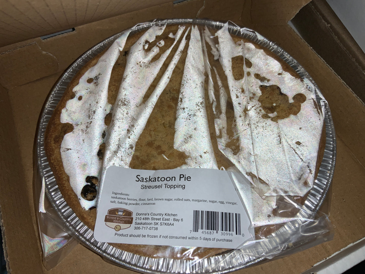Donna’s Country Kitchen - Saskatoon Pie - Streusel Top