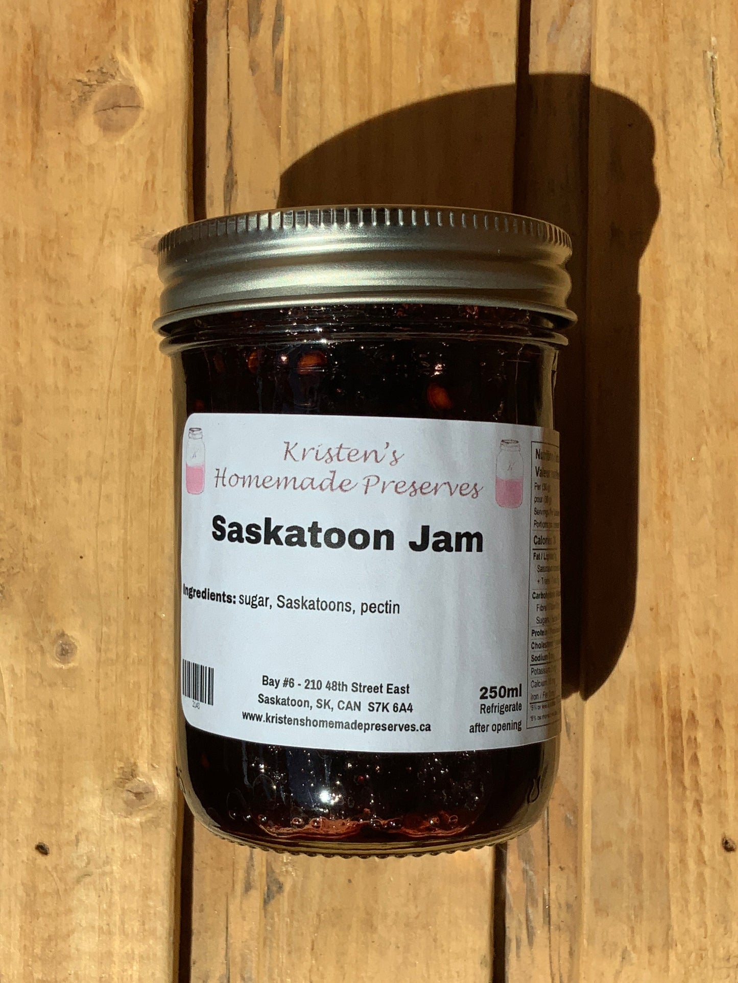 Kristen’s Preserves - 250ml Jam - Saskatoon