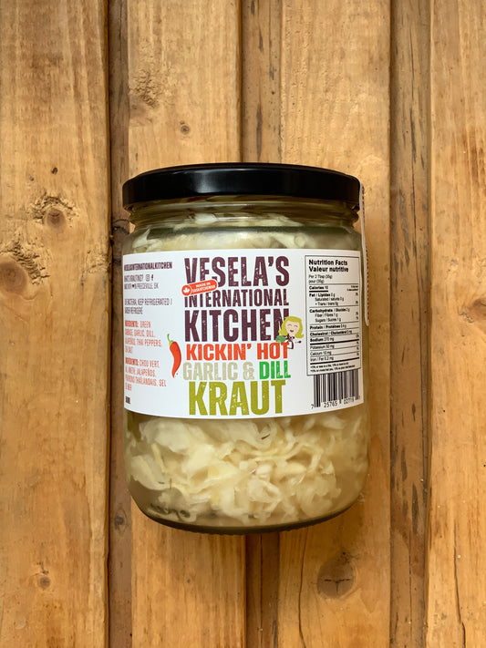 Vesela's International Kitchen - Small Kickin’ Hot Garlic Dill Kraut