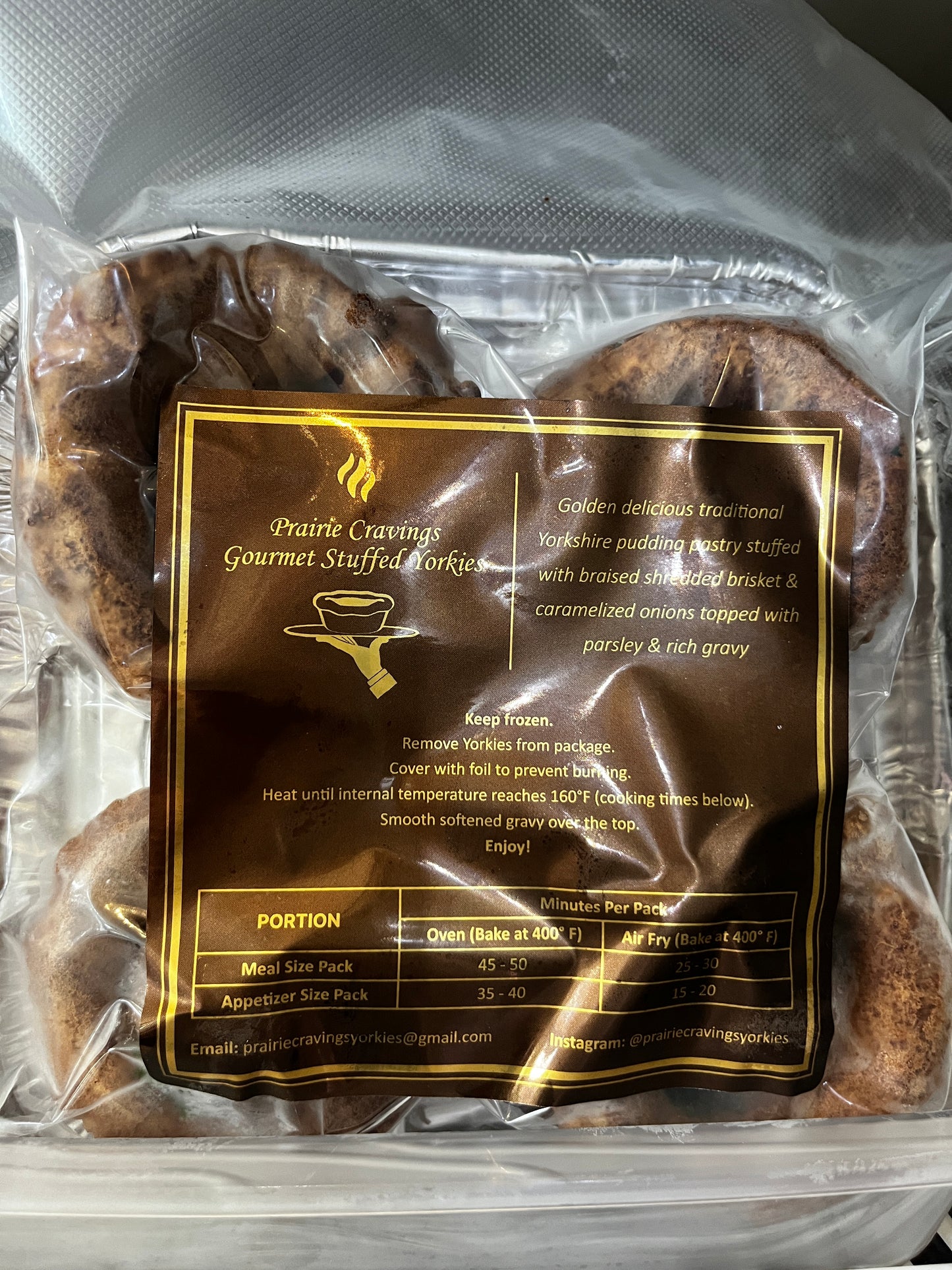 Prairie Cravings Gourmet Stuffed Yorkies Inc. - 4 Pack (Meal Sized) - Brisket & Onion