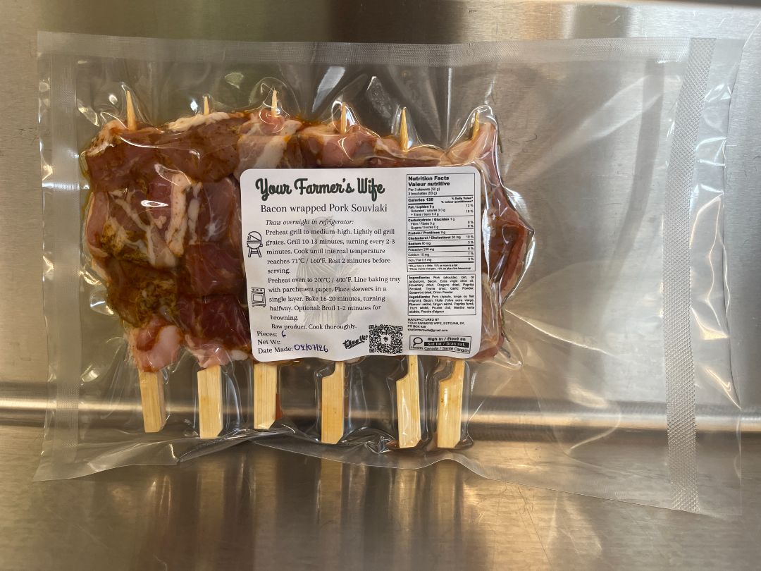 Your Farmer's Wife Bacon Wrapped Pork Souvlaki