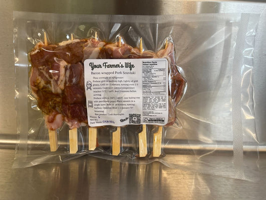Your Farmer's Wife Bacon Wrapped Pork Souvlaki