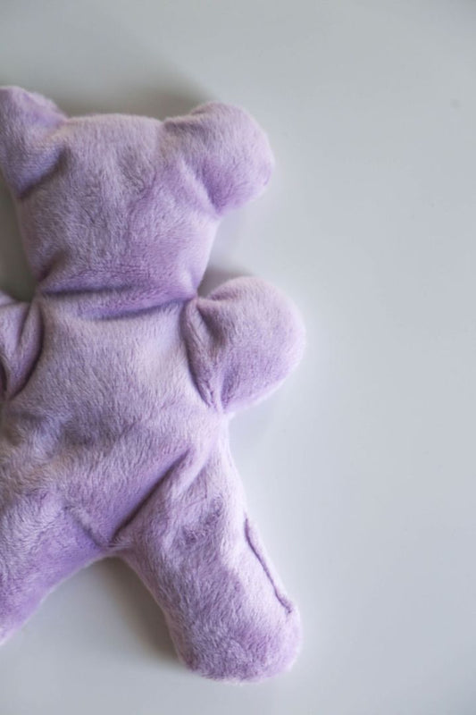 Purple Hot/Cold Therapy Bear Created Mother handmade & curated by Tanis Harder based out of Winnipeg, MB.