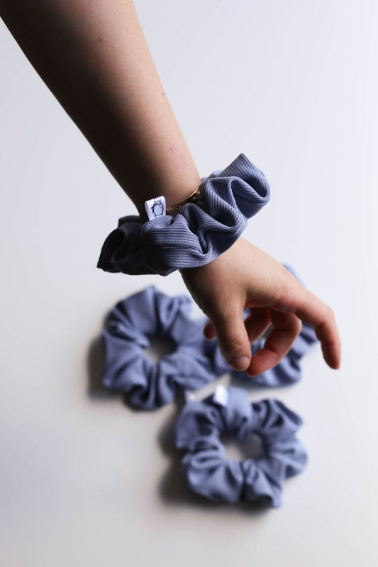 Periwinkle Blue SWIM Scrunchie Created Mother handmade & curated by Tanis Harder based out of Winnipeg, MB., Large