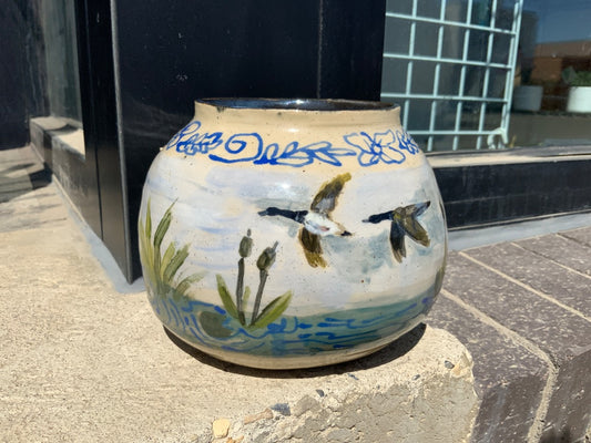 Mira’s Mugs Artisan - Hand Painted Large Vase (Crane)