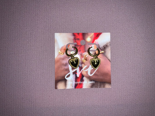 Sve Jewels - Earrings - Patched Heart Huggies