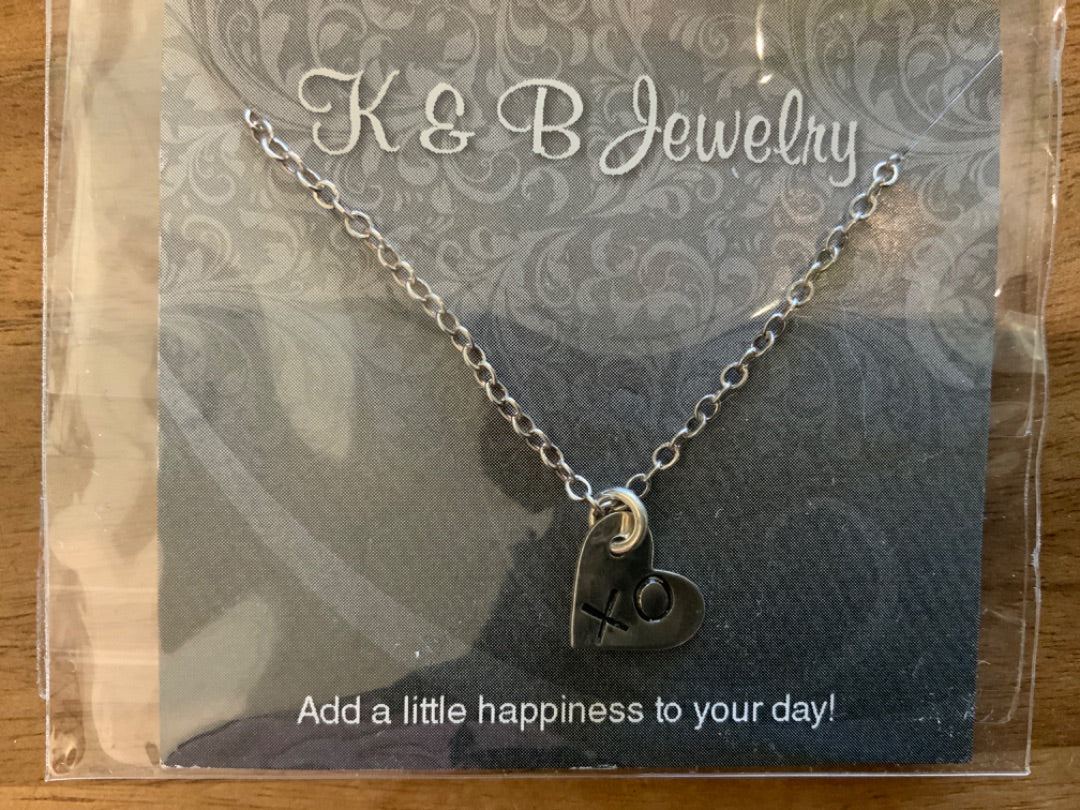 K&B Jewelry - Necklace.- Sterling Silver XO Heart Pendant - NS206-SS