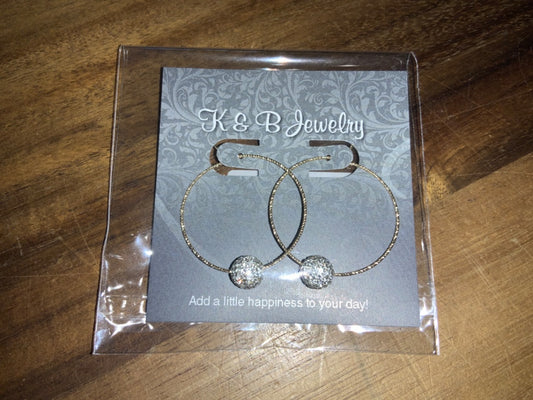 K&B Jewelry - Earrings - 24k Gold Filled Sparkle Ball Hoops - EST051-GF