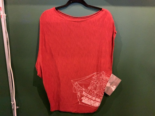 Melissa Squire Artisan - Red Off-The-Shoulder Sailor Dan Shirt