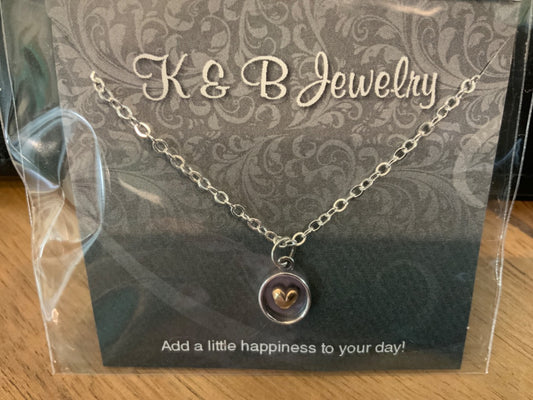 K&B Jewelry - Necklace - Round Gold Heart Pendant NS266-SS