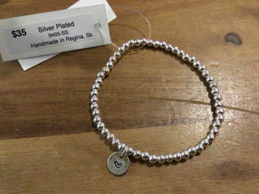 K&B Jewelry - Bracelet (Small Bead) - Silver Plated - B405-SS