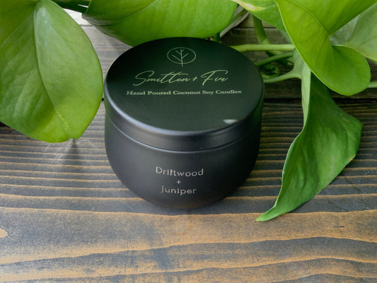 Smitten & Fir Candle Co. - 5oz Luxury Tin - Driftwood & Juniper