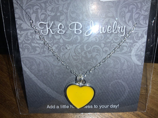 K&B Jewelry - Necklace - Sterling Silver With Yellow Heart - NS234-SS