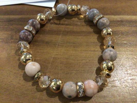 K&B Jewelry - Jewel Bracelet - Pink Zebra Jasper (Calming) - B202-GF