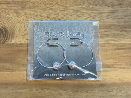 K&B Jewelry - Pavé Ball Hoop Earrings - Sterling Silver - EST-221-SS
