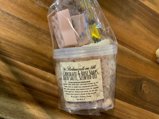 Botanicals On 8th - Chocolate Rose Soap, Bath Salts, & Oil - Large Gift Set
