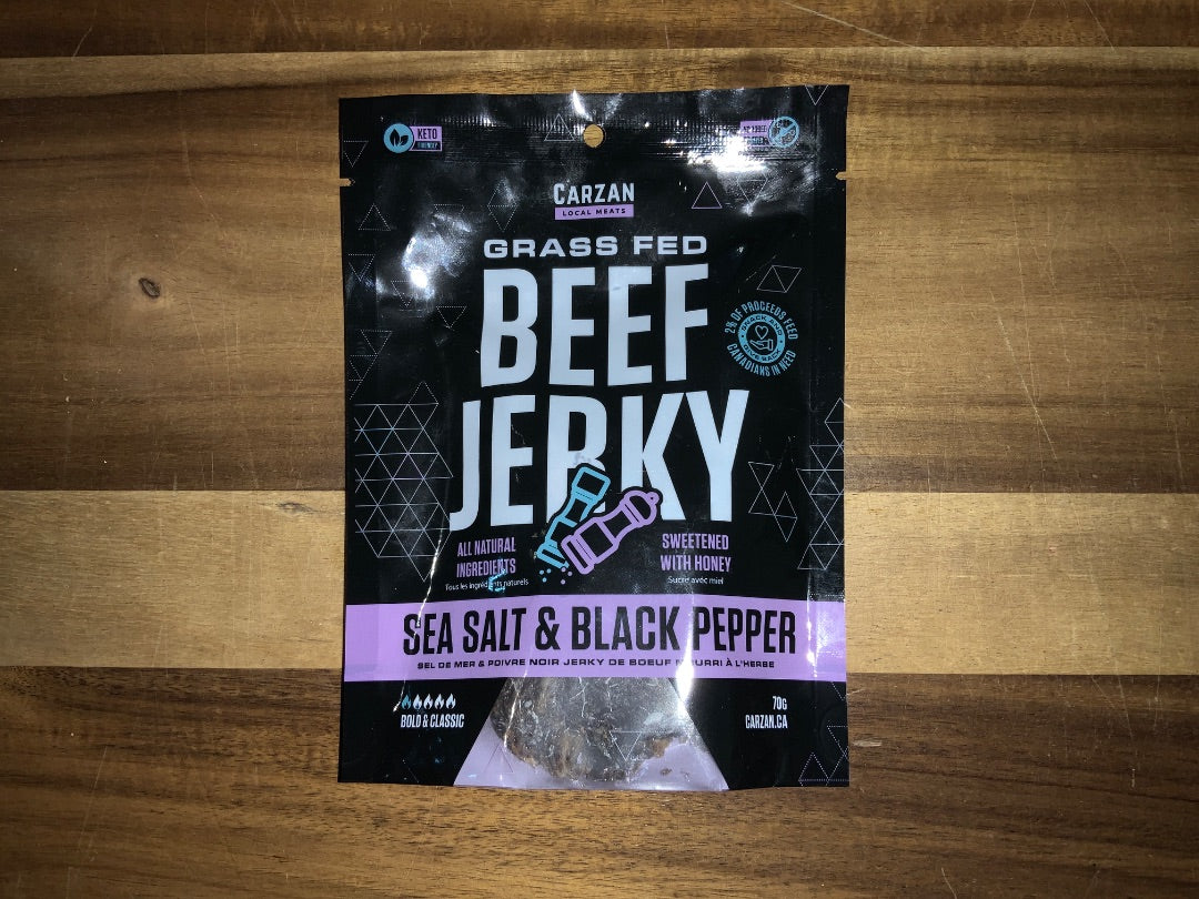 Carzan Local Meats Ltdr - Grass Fed Beef Jerky - Sea Salt & Black Pepper
