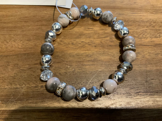 K&B Jewelry - Jewel Bracelet - Pink Zebra Jasper (Calming) - B495-SS