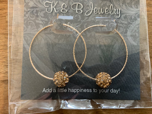 K&B Jewelry - Earrings - 14k Gold Filled Gold Diamond Ball Hoops - EST050-GF