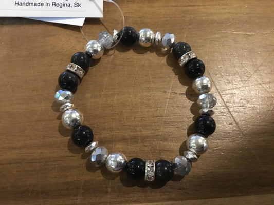 K&B Jewelry - Jewel Bracelet - Black Onyx [Strength) - B498-SS