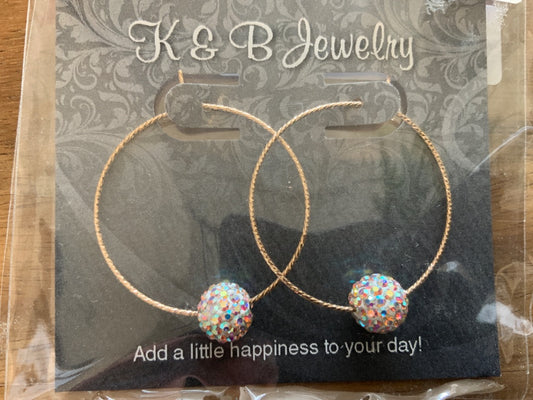K&B Jewelry - Earrings - 14k Gold Filled Pink Diamond Ball Hoops - EST060-GF