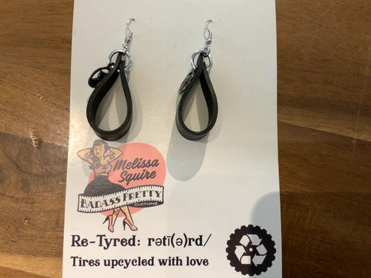 Melissa Squire Artisan - Recycled Tire Earrings Teardrop Cat 4