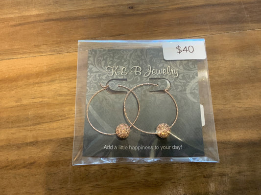 K&B Jewelry Artisan - Pavé Ball Hoop Earrings - Rose Gold Filled - E082-Rg