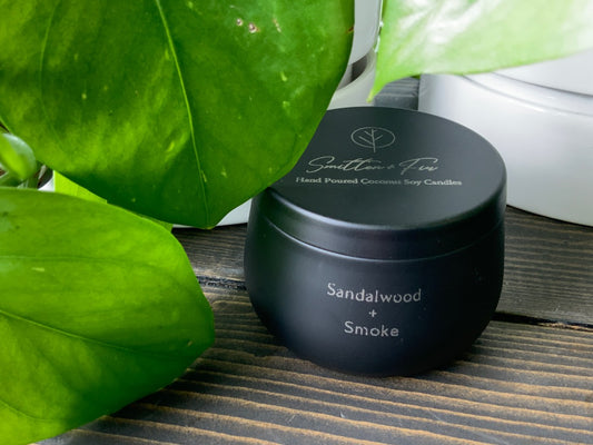 Smitten & Fir Candle Co. - 5oz  Luxury Tin - Sandalwood & Smoke