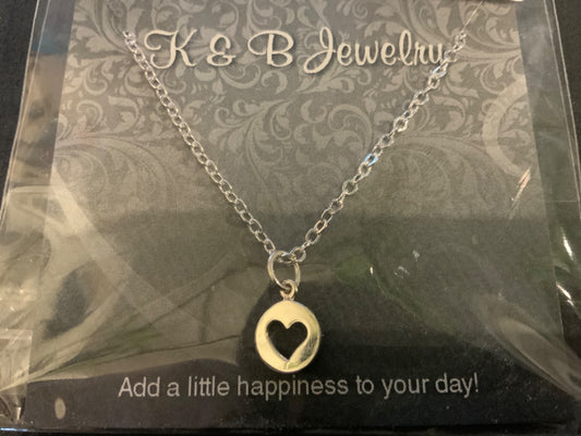 K&B Jewelry - Necklace - Sterling Silver Heart Cut Out -  NS197-SS