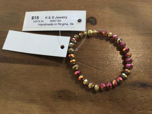 K&B Jewelry - Children’s Bracelet - Gold/Red/Pink - B397-SS