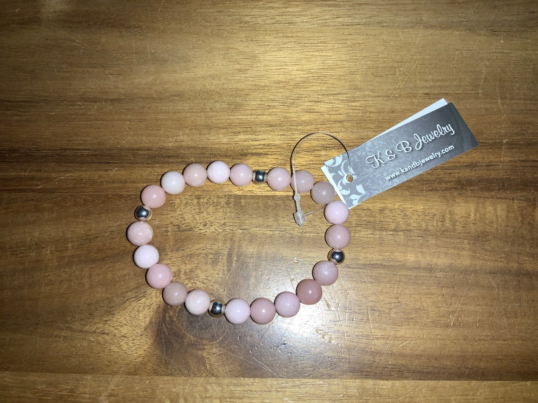 K&B Jewelry - Pink Opal Bracelet - B511-SS