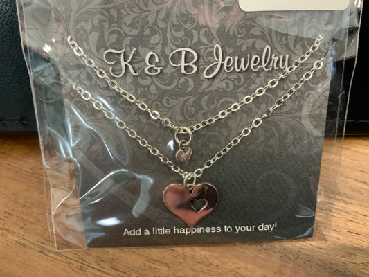 K& B Jewelry - Necklace - Sterling Silver Double Layered Heart - NS173-SS