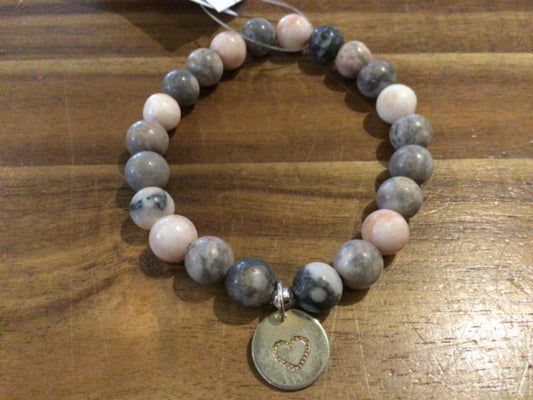 K&B Jewelry - Bracelet - Pink Zebra Jasper (Calming) - B428-SS