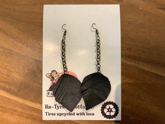 Melissa Squire Artisan - Recycled Tire Earrings Leaf 3