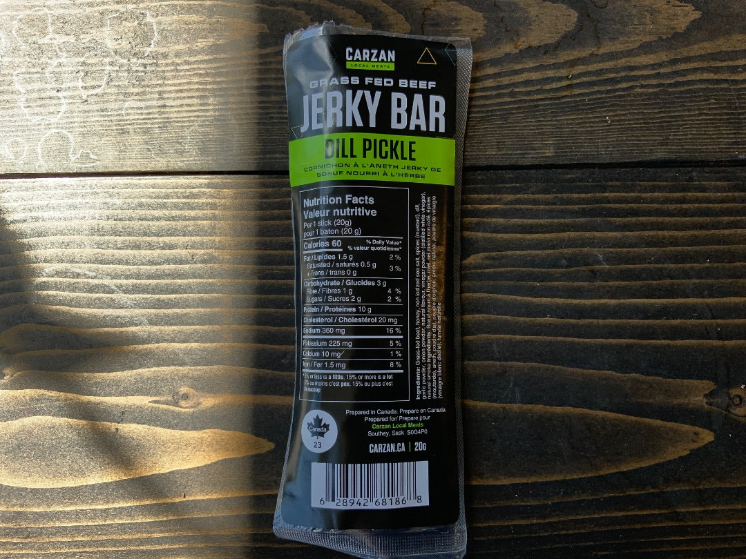 Carzan Local Meats Ltdr - Grass Fed Jerky Bar - Dill Pickle