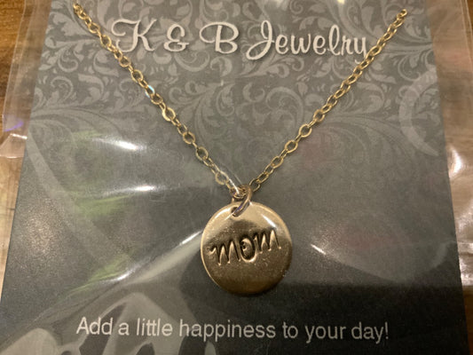 K&B Jewelry - Necklace - 14k Gold Filled Round Mom Pendent - NS088-GF