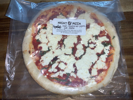The Night Oven - Special - Basil,, Goat Cheese, Roasted Red Pepper & Goat Cheese